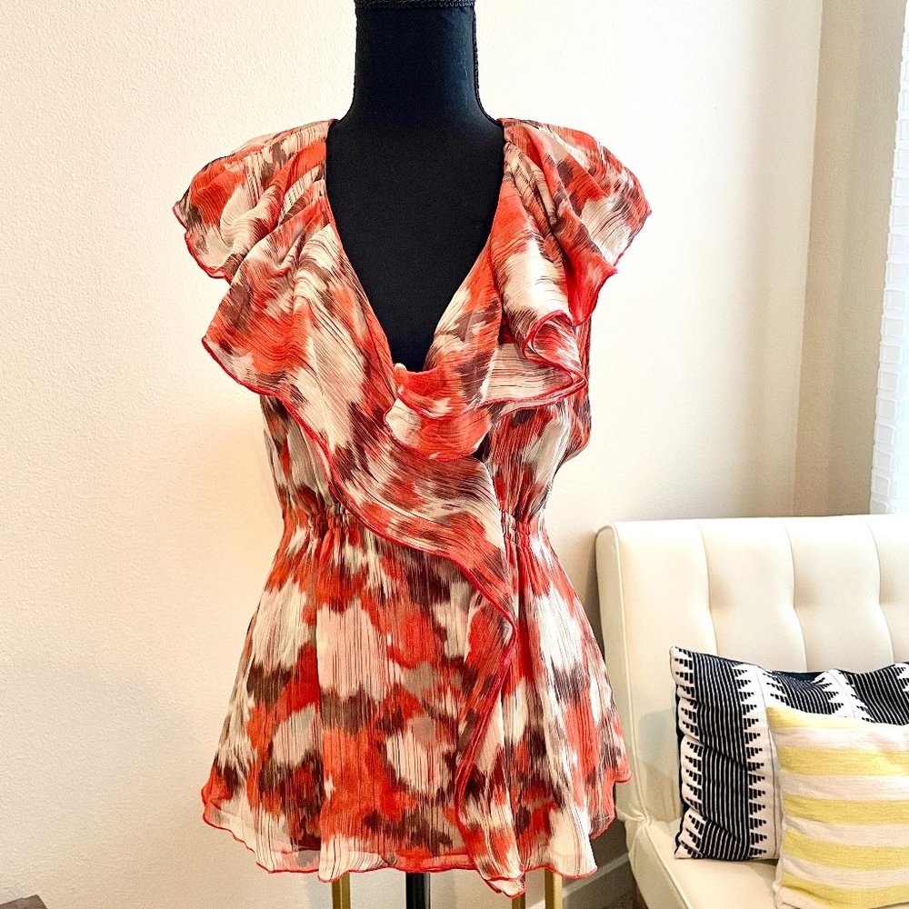 BCBGMAXAZRIA Ruffle Collar Blouse